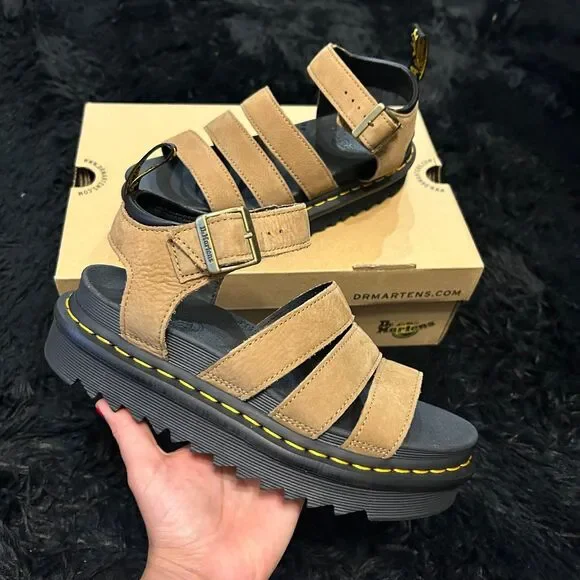 DR MARTENS Blaire brown leather gladiator sandals shoes women’s 7 new - Picture 2 of 8
